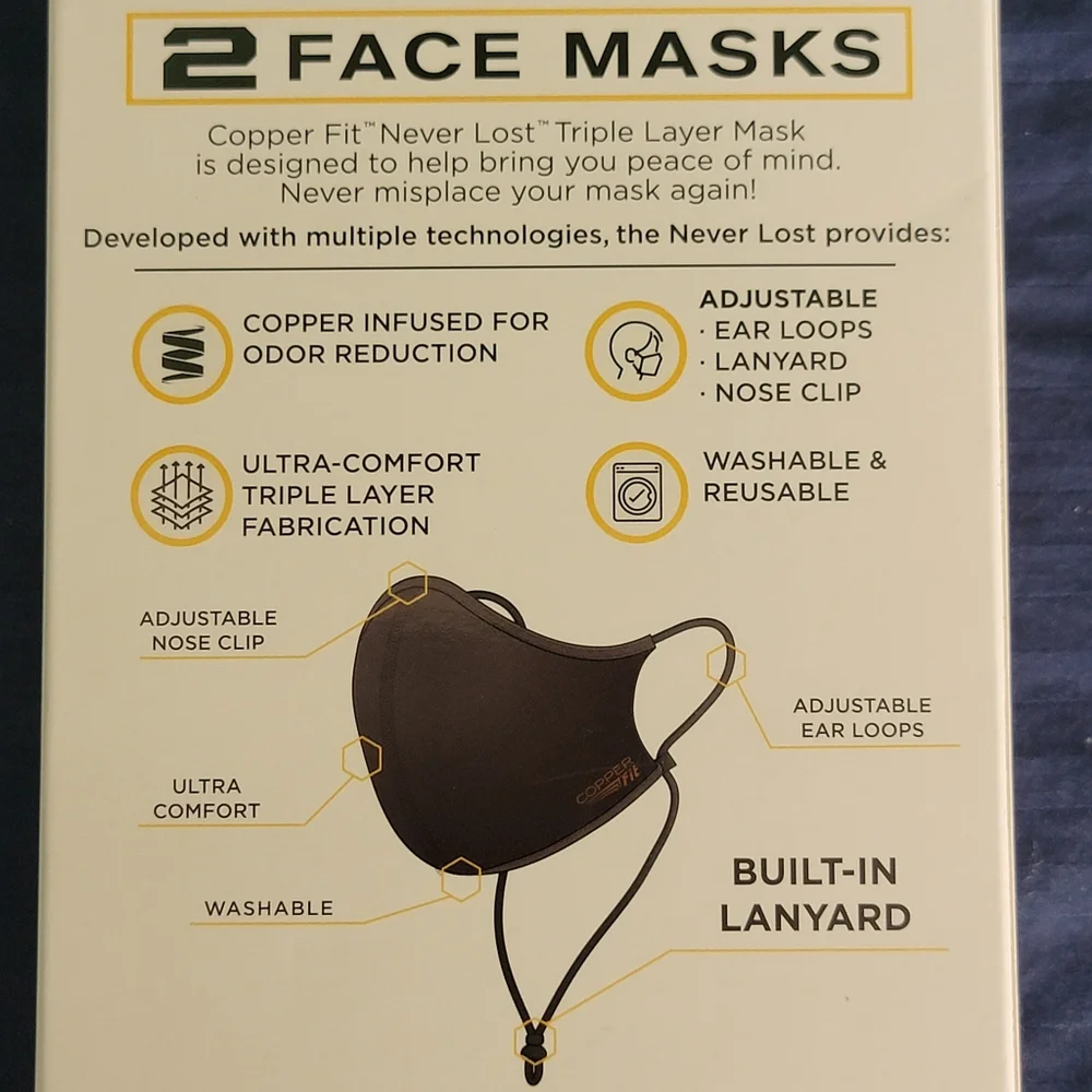 Copper Fit Never Lost Triple Layer Mask - Set of 10 - 20 Total
